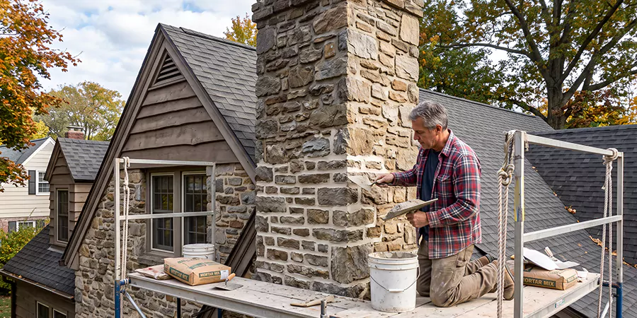 Tuckpointing Stone Chimney Sayreville